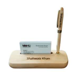Name Engraved Wooden Pen Box with Card Holder